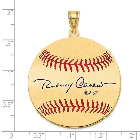 14K Gold Plated Rod Carew Signature LG Enamel Baseball Pendant